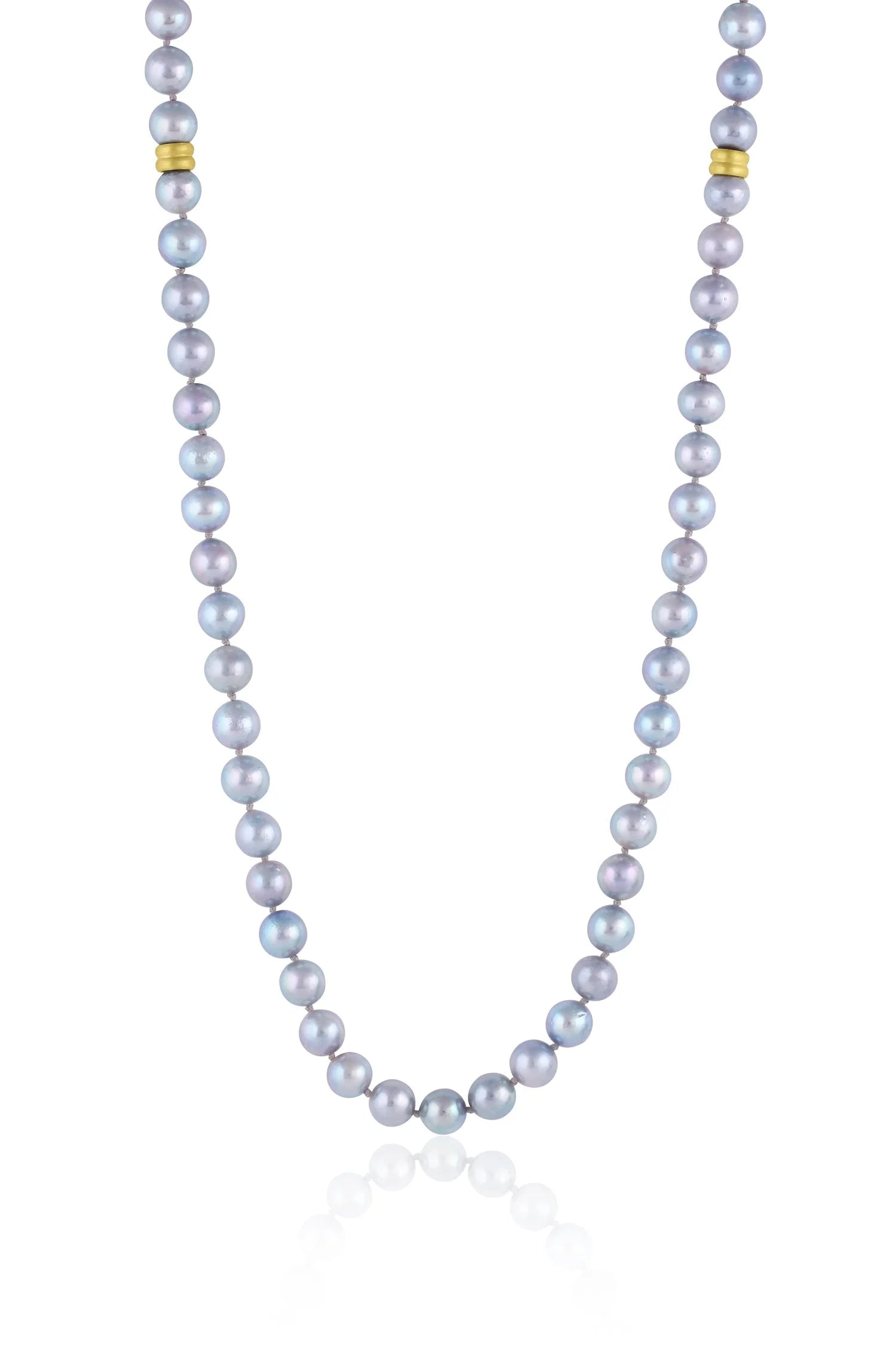 Grey Akoya Pearls w/2 Gold Beads