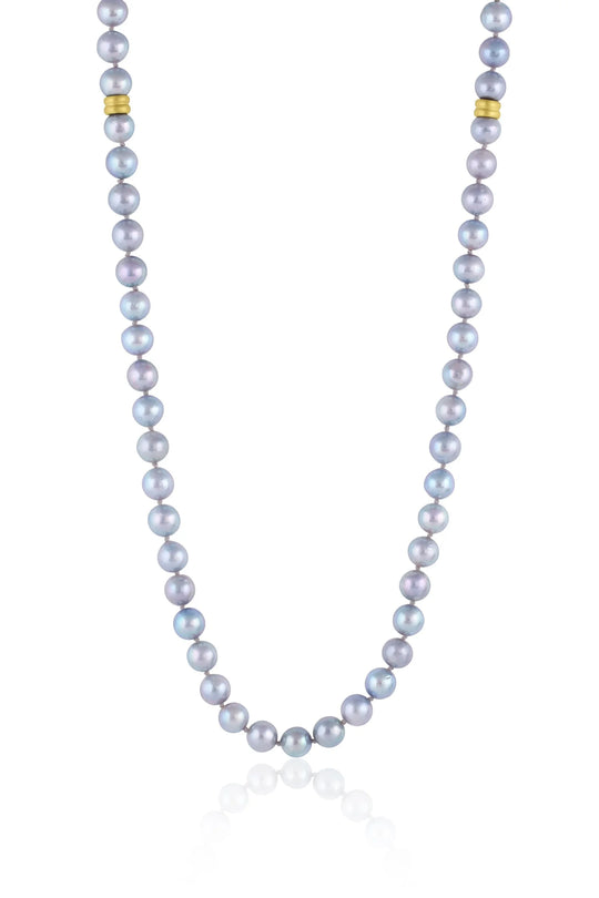 Grey Akoya Pearls w/2 Gold Beads