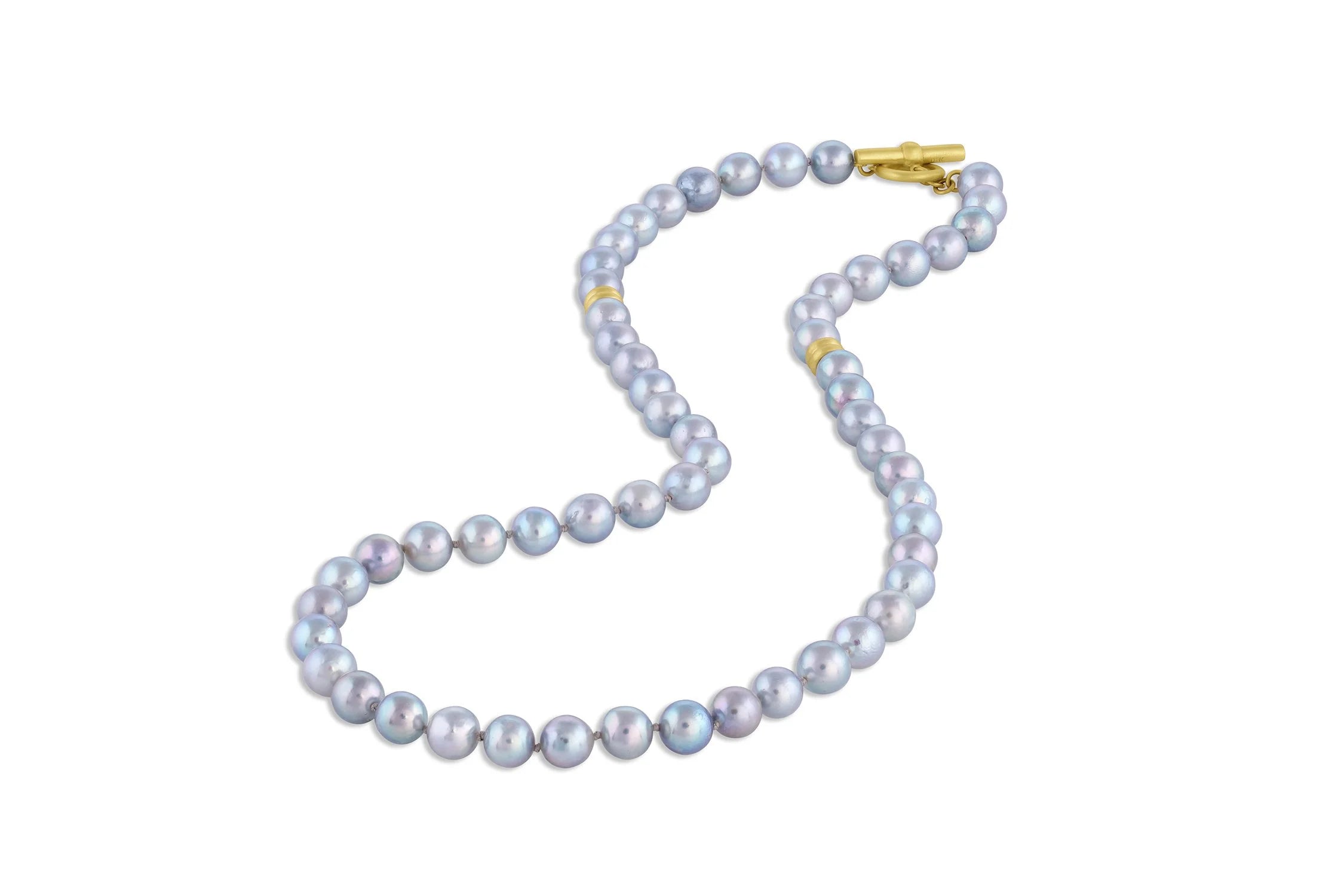 Grey Akoya Pearls w/2 Gold Beads