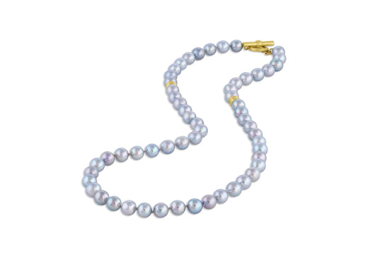 Grey Akoya Pearls w/2 Gold Beads