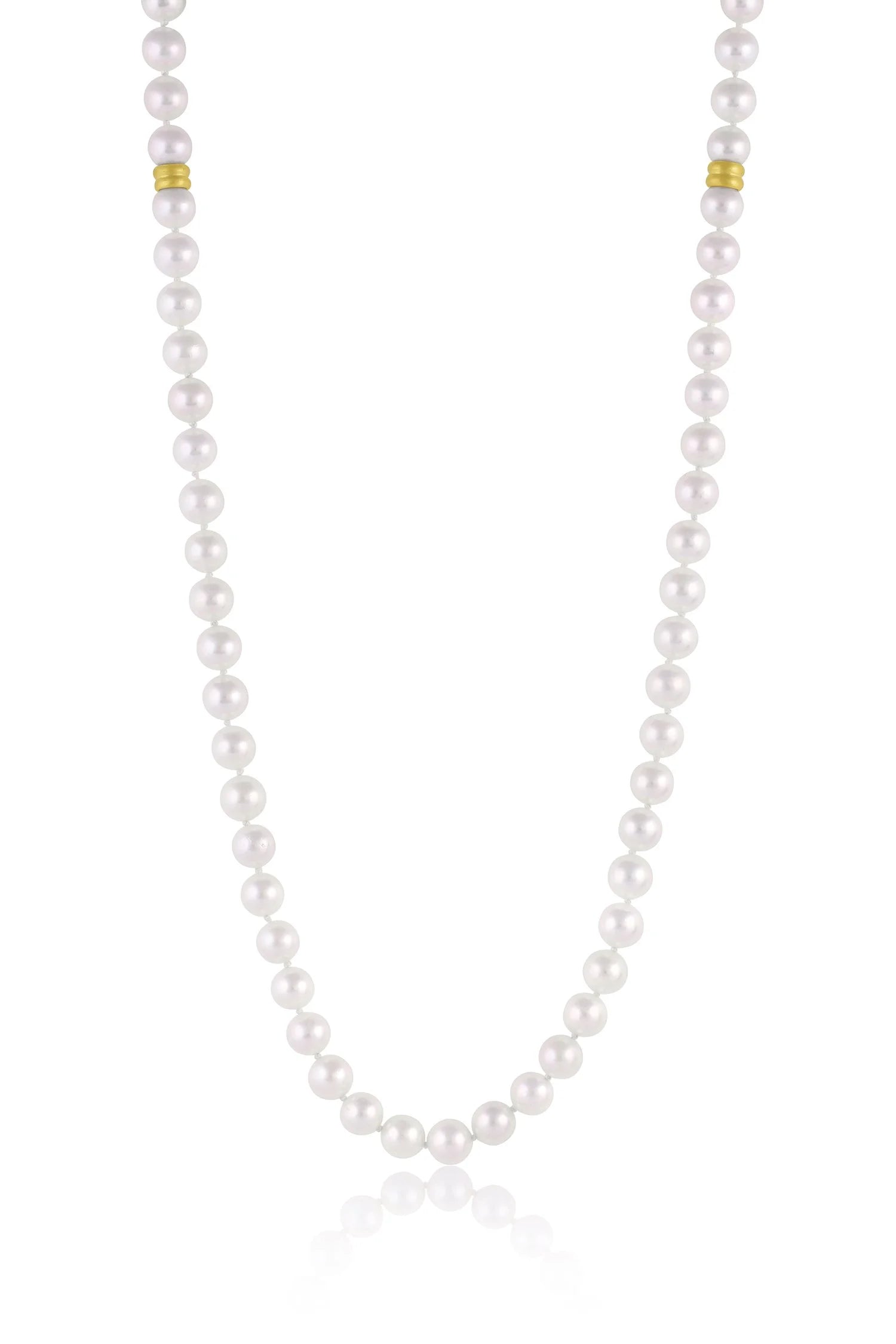 White Akoya Pearls w/2 Gold Beads
