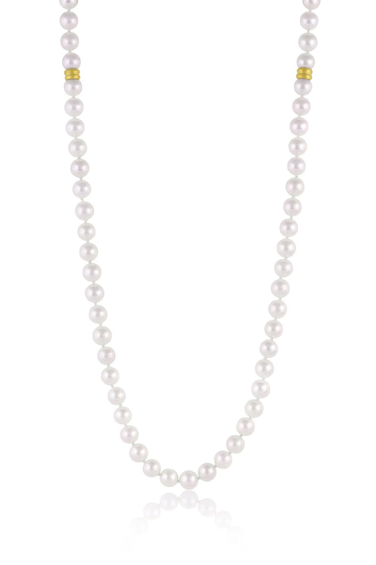 White Akoya Pearls w/2 Gold Beads
