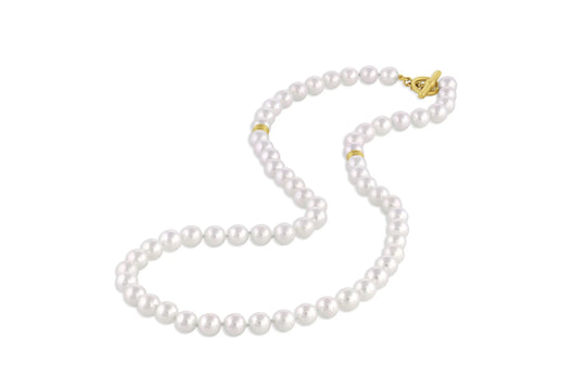 White Akoya Pearls w/2 Gold Beads