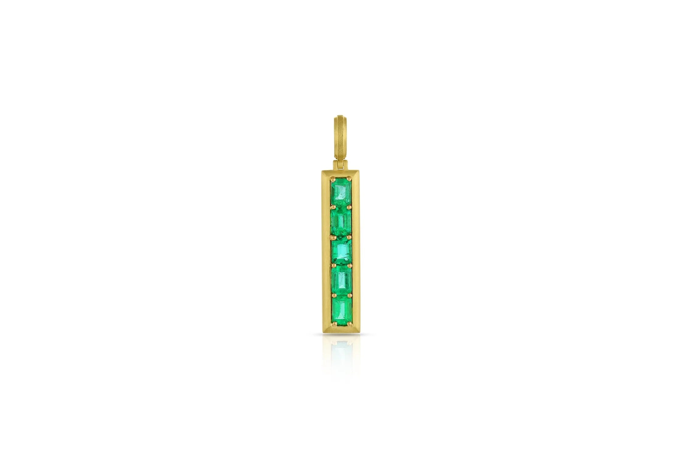 Bar Pendant - 5 Stone Emerald