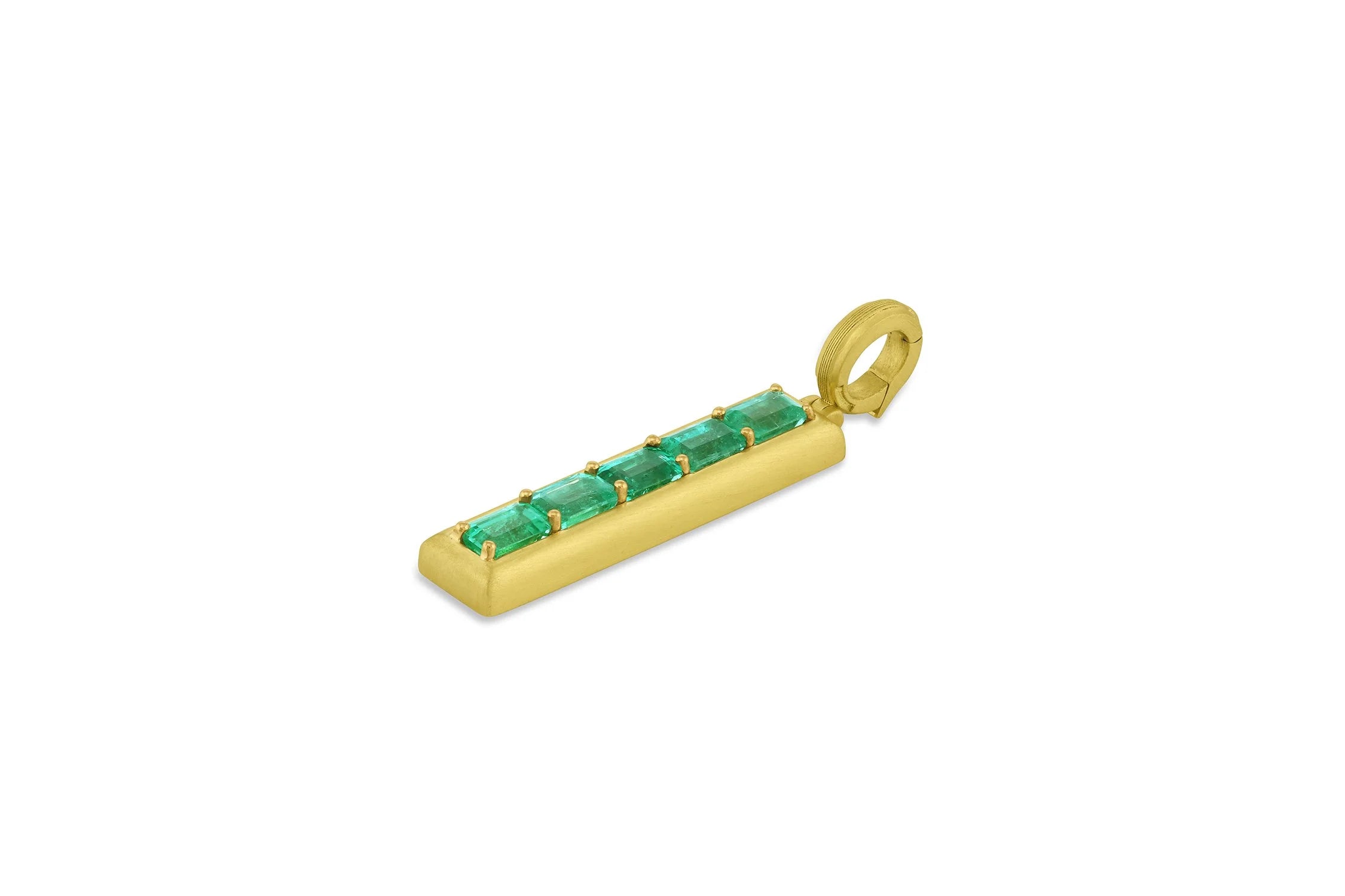 Bar Pendant - 5 Stone Emerald