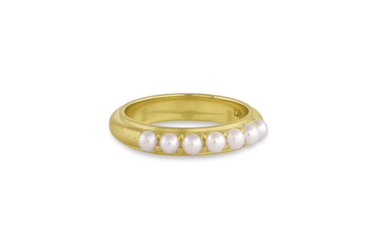 Edged Eternity Band - Akoya Pearl