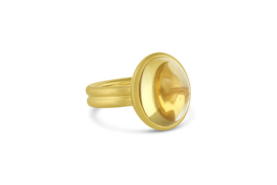 Puffed Cabochon Ring - Yellow Beryl