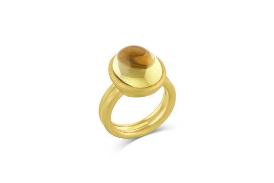 Puffed Cabochon Ring - Yellow Beryl