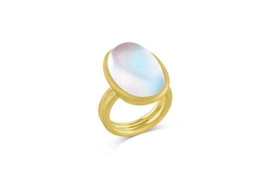 Puffed Cabochon Ring - Large Oval Moonstone
