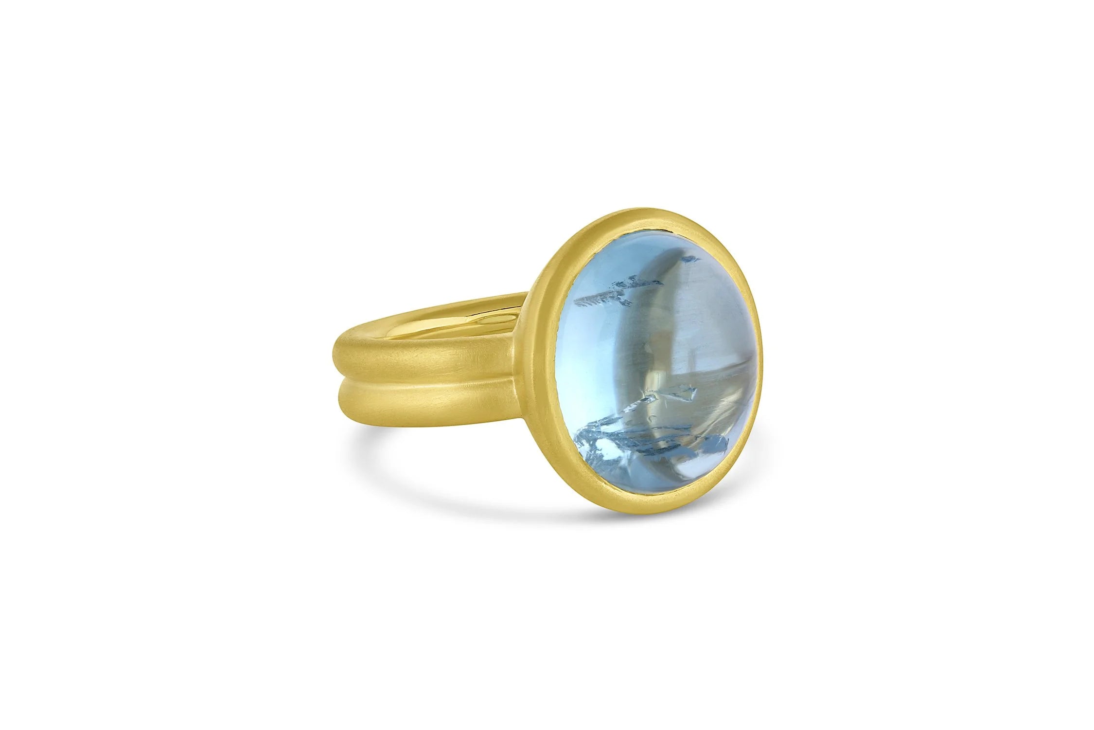 Puffed Ring - Oval Aquamarine