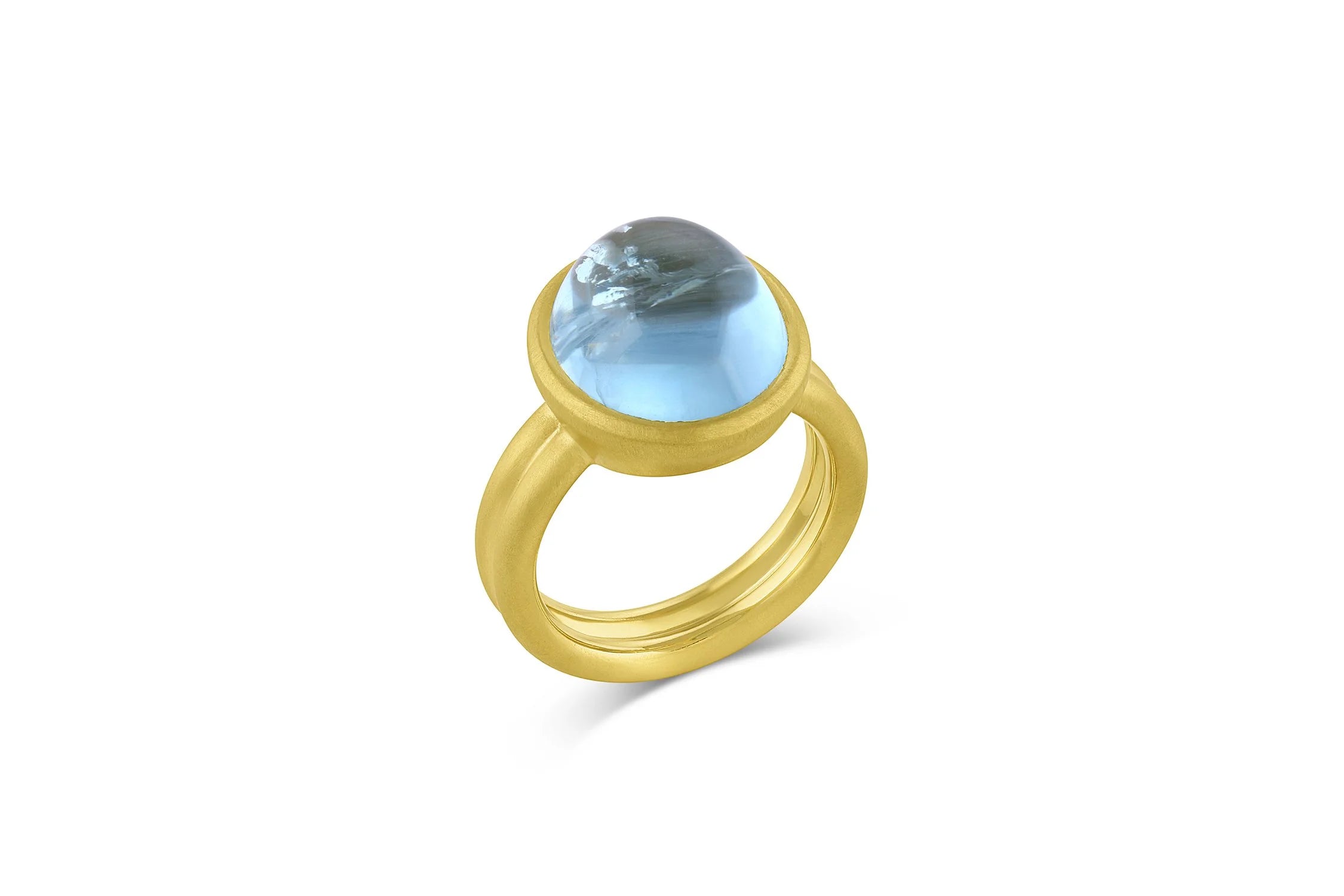 Puffed Ring - Oval Aquamarine