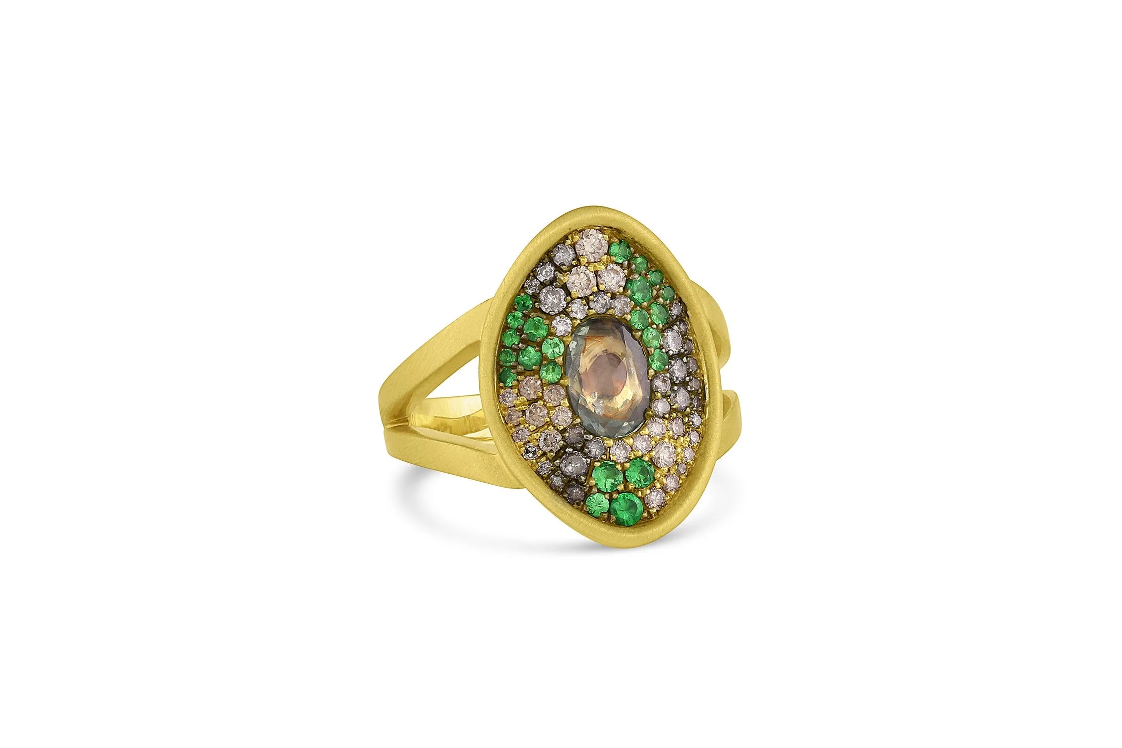 Amani Pavé Shield Ring w/Rose Cut - Camo