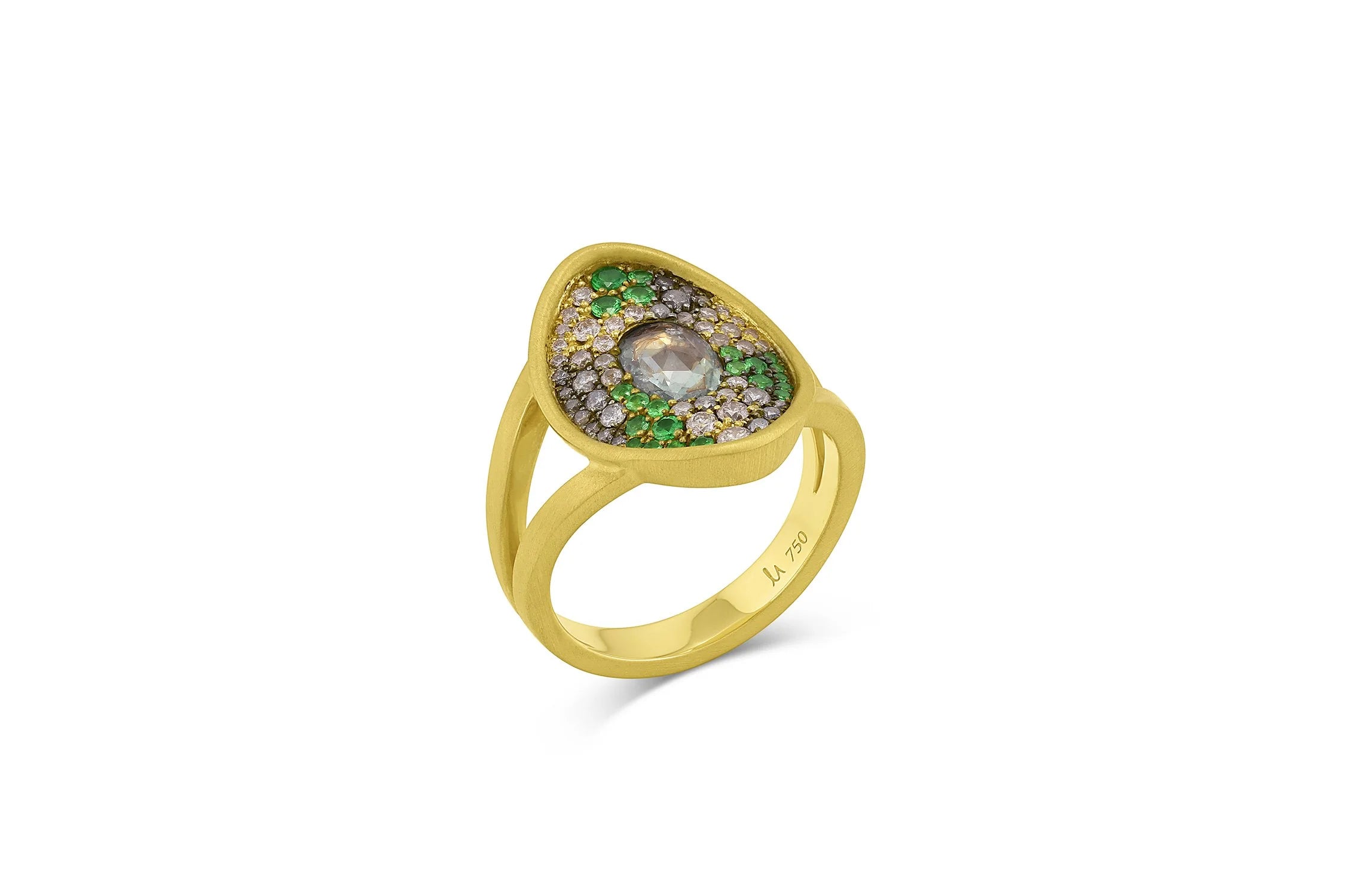 Amani Pavé Shield Ring w/Rose Cut - Camo