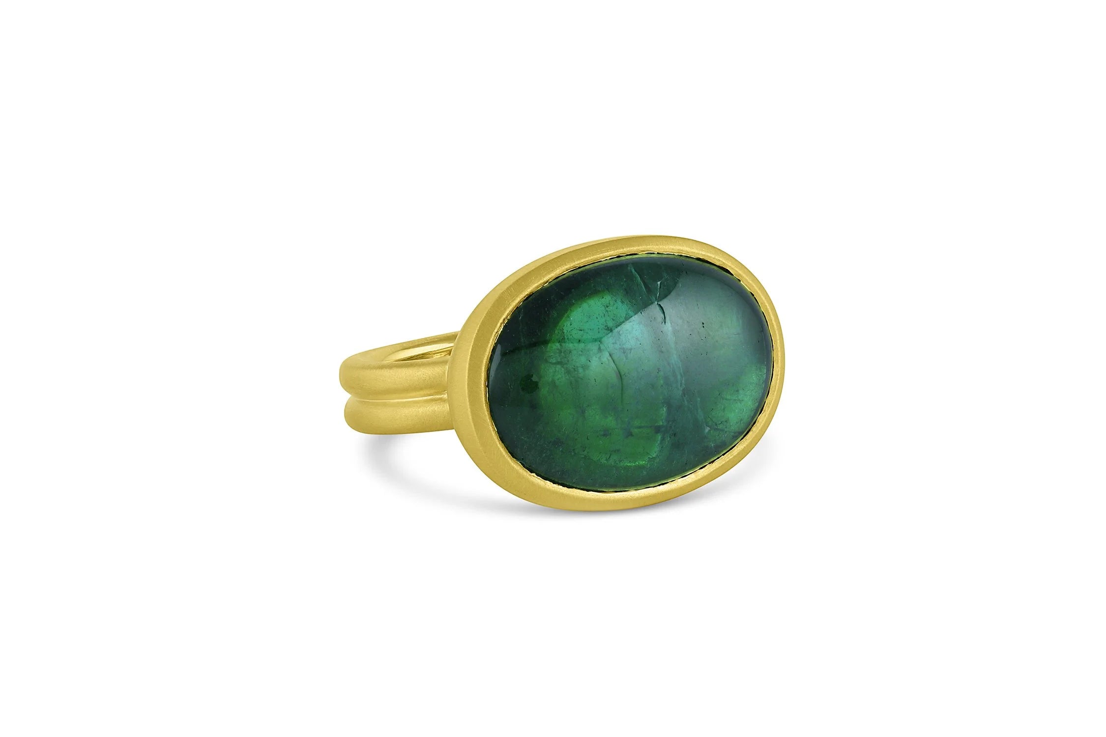 East/West Tourmaline Ring with Scalloped Diamonds