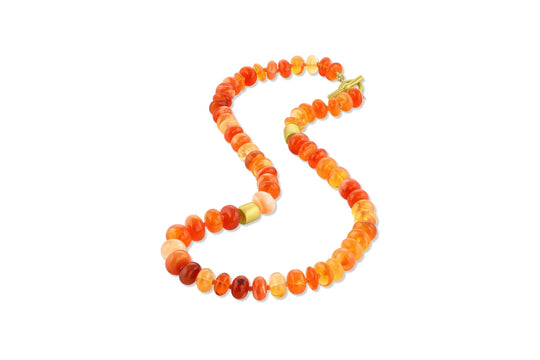 Fire Opal Beads w/2 Smooth Gold Beads