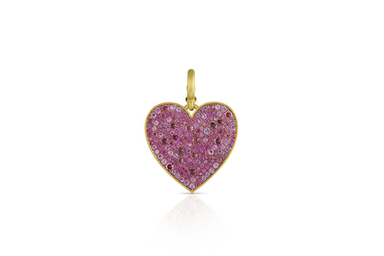Medium Heart Pendant - Pink Sapphire