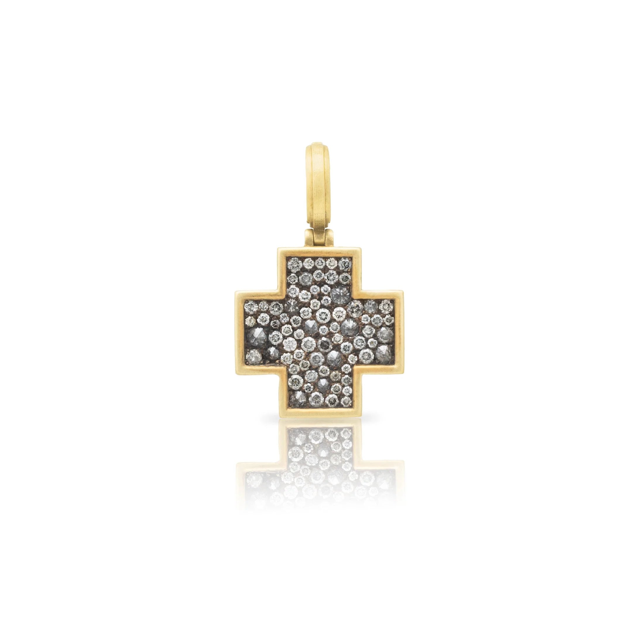 Pavé Cross Pendant - Grey Diamond