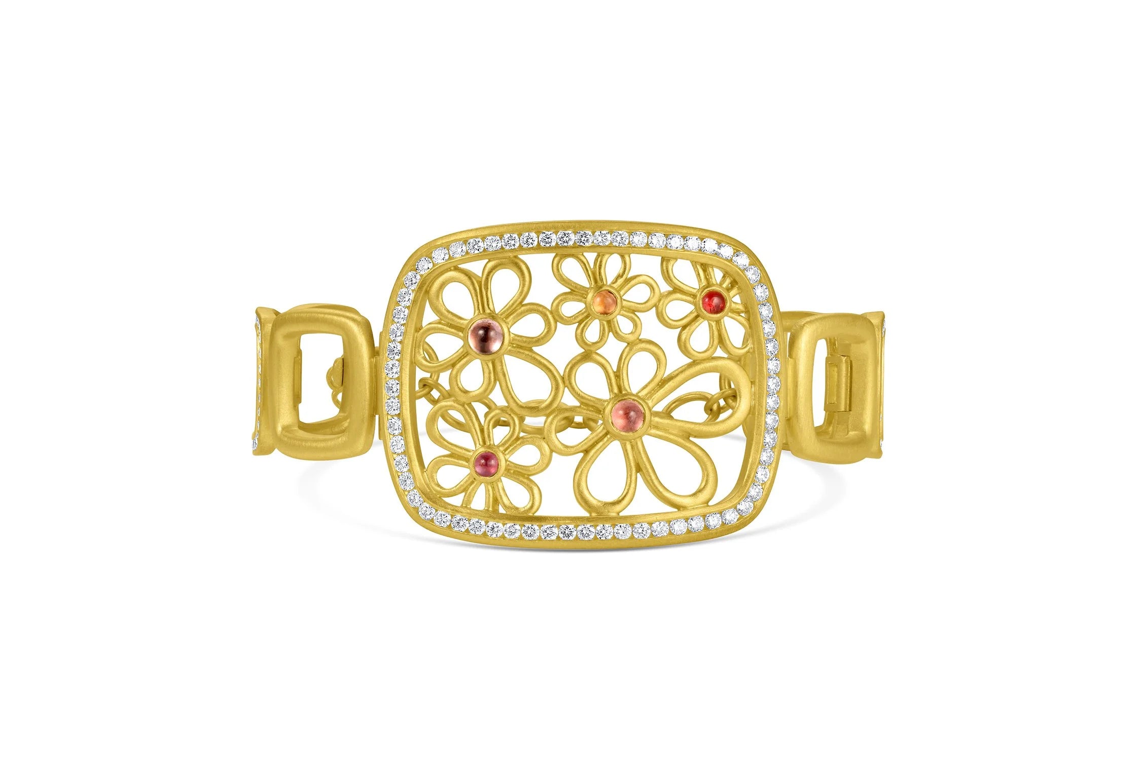 Flora Frame Bracelet - Pink & Orange Sapphire