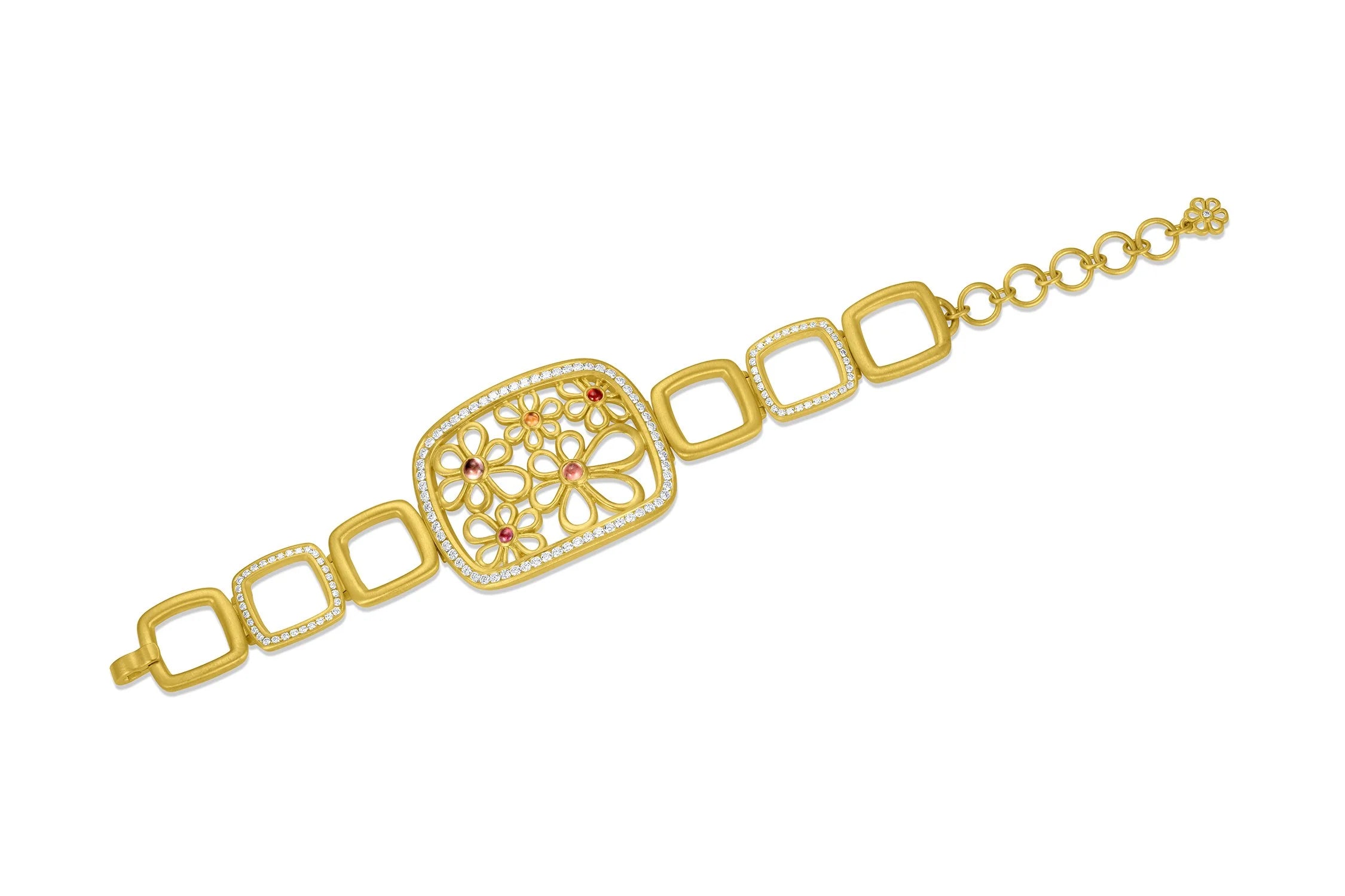 Flora Frame Bracelet - Pink & Orange Sapphire