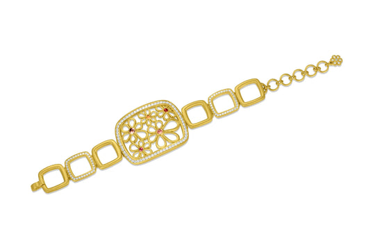 Flora Frame Bracelet - Pink & Orange Sapphire