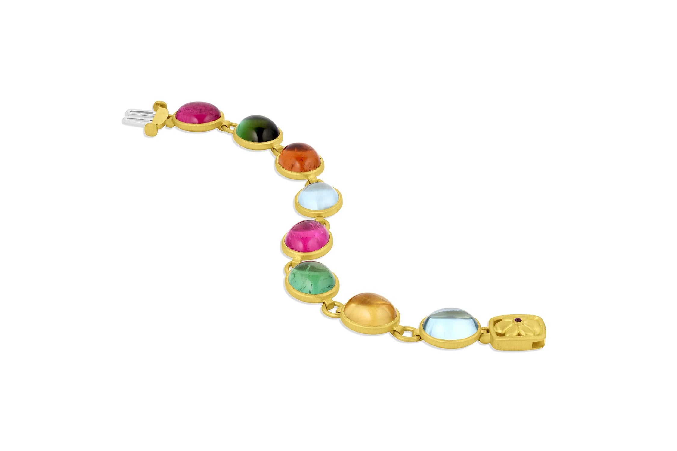 Oval Cabochon Bracelet with Flower Clasp