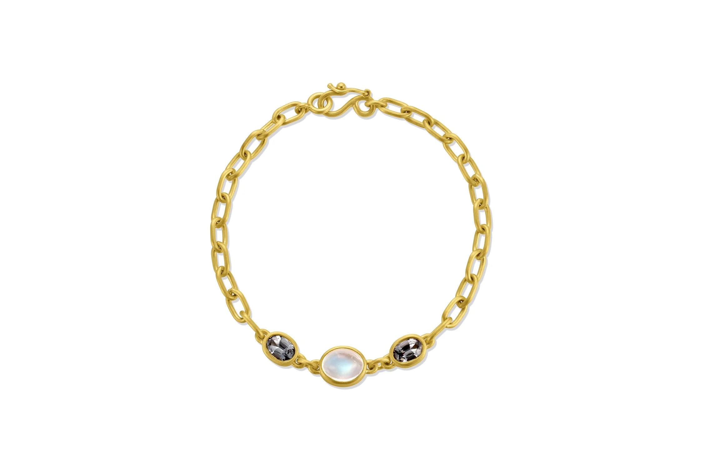 Chain & Gemstone Bracelet - Grey Spinel & Moonstone