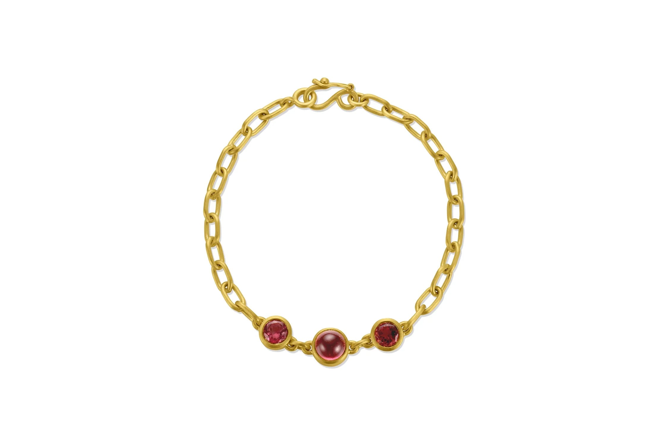 Chain & Gemstone Bracelet - Dark Pink Tourmaline