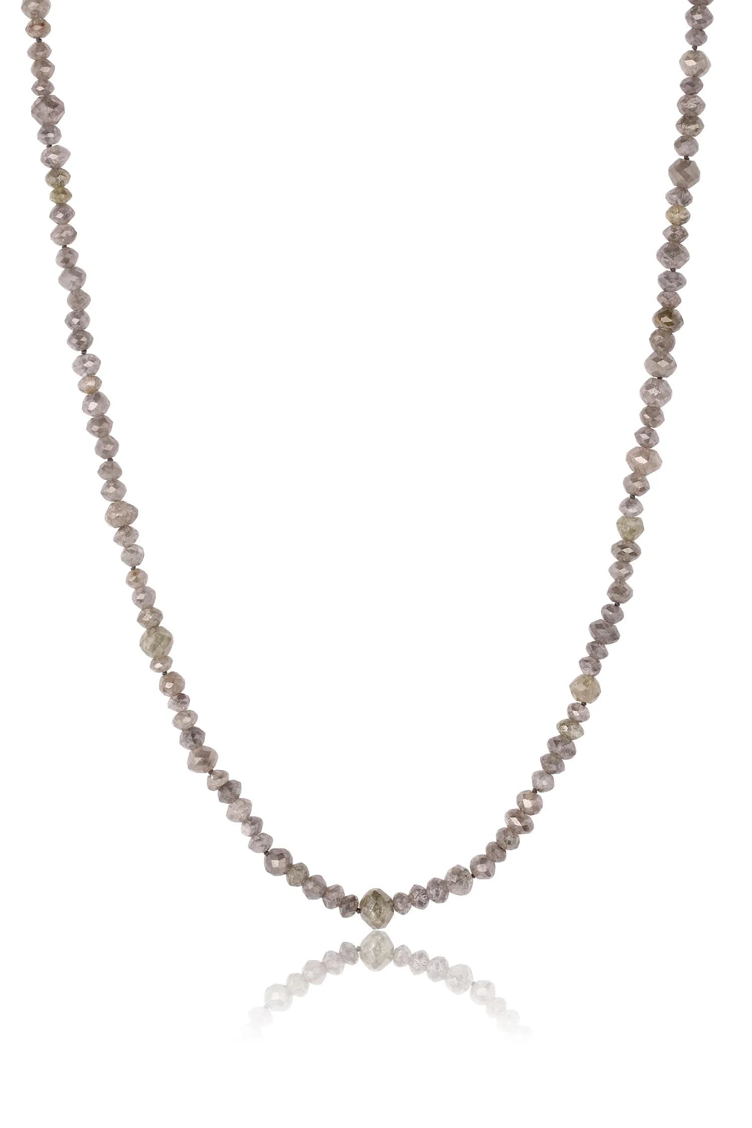 Medium Grey Diamond Beads 16"