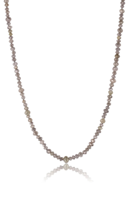 Medium Grey Diamond Beads 16"