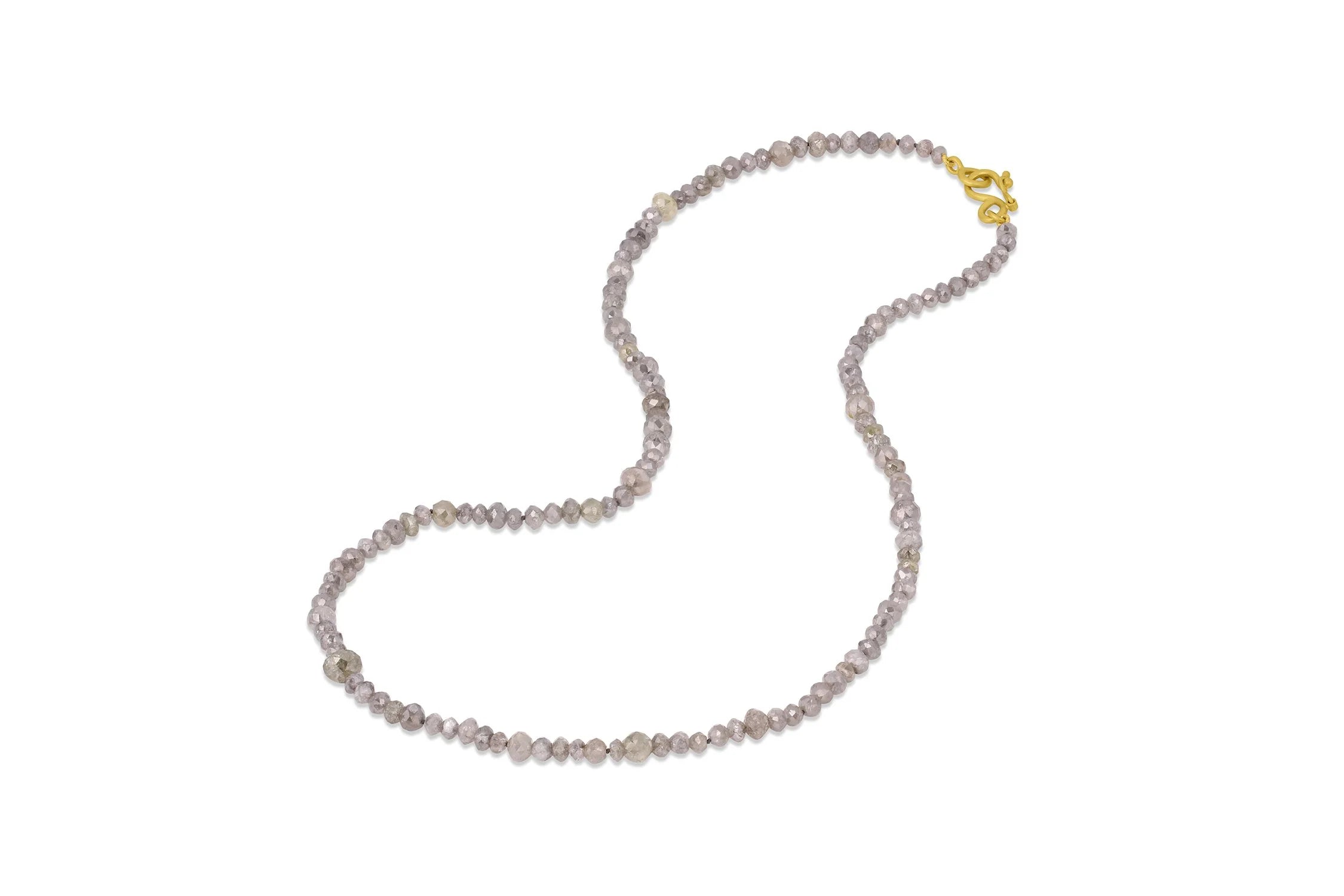 Medium Grey Diamond Beads 16"