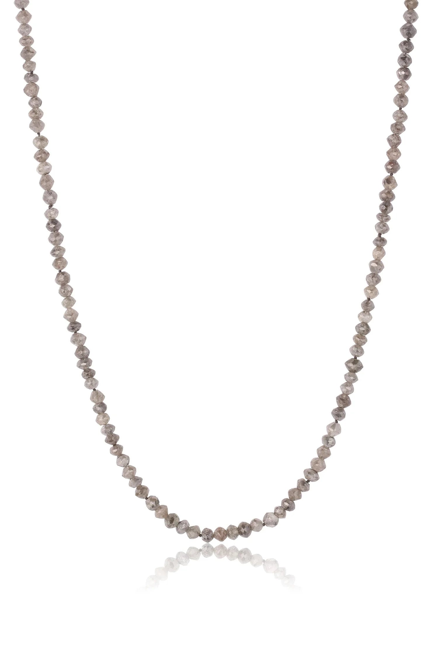 Medium Grey Diamond Beads 18"