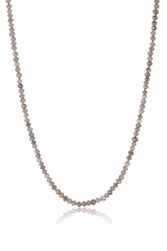 Medium Grey Diamond Beads 18"