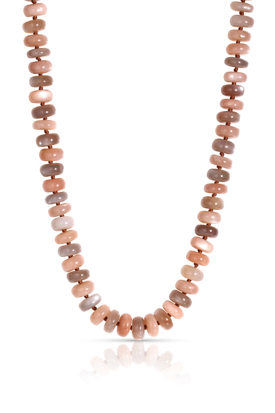 Peach & Grey Moonstone Rondelle Beads