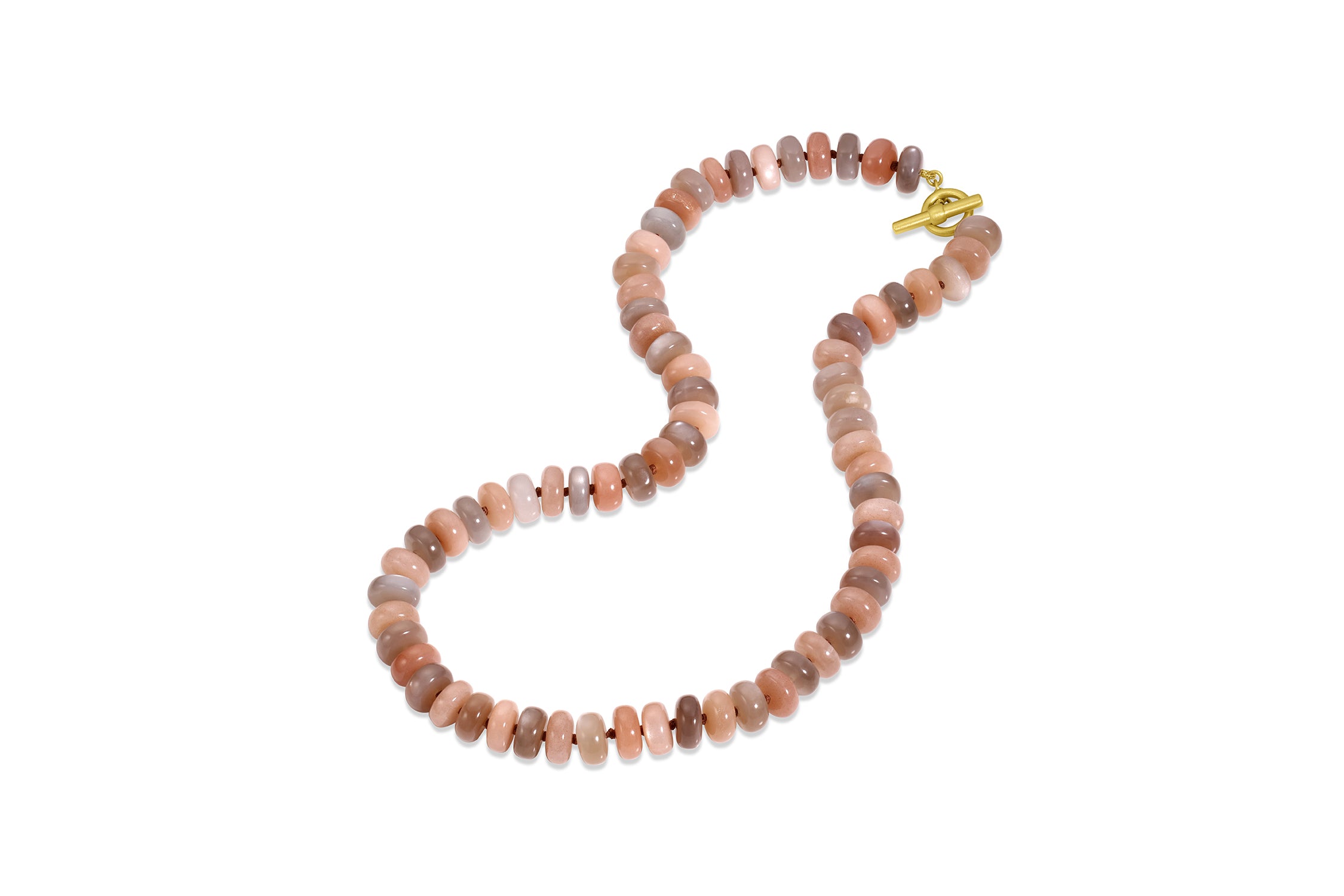Peach & Grey Moonstone Rondelle Beads