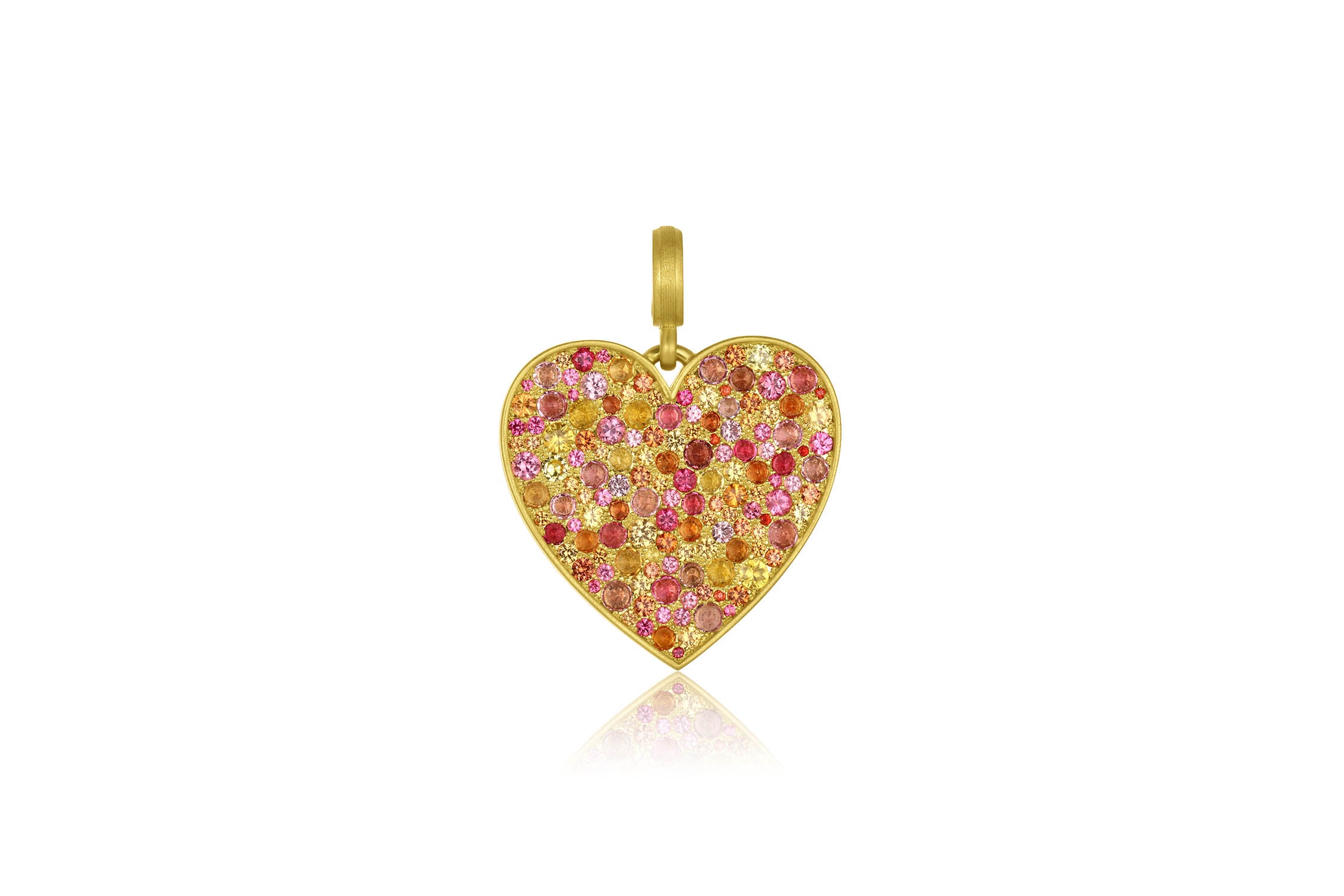 Medium Heart Pendant - Pink, Orange, Yellow