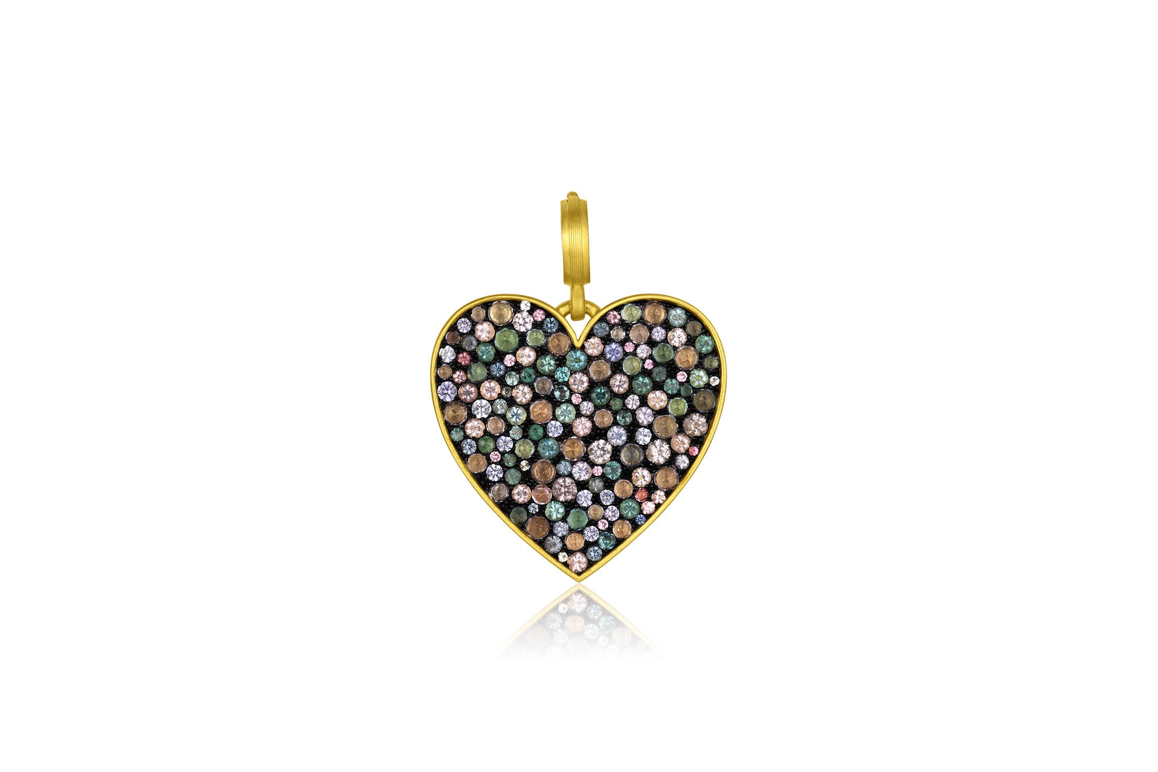 Medium Heart Pendant - Tourmaline, Spinel & Garnet Mix