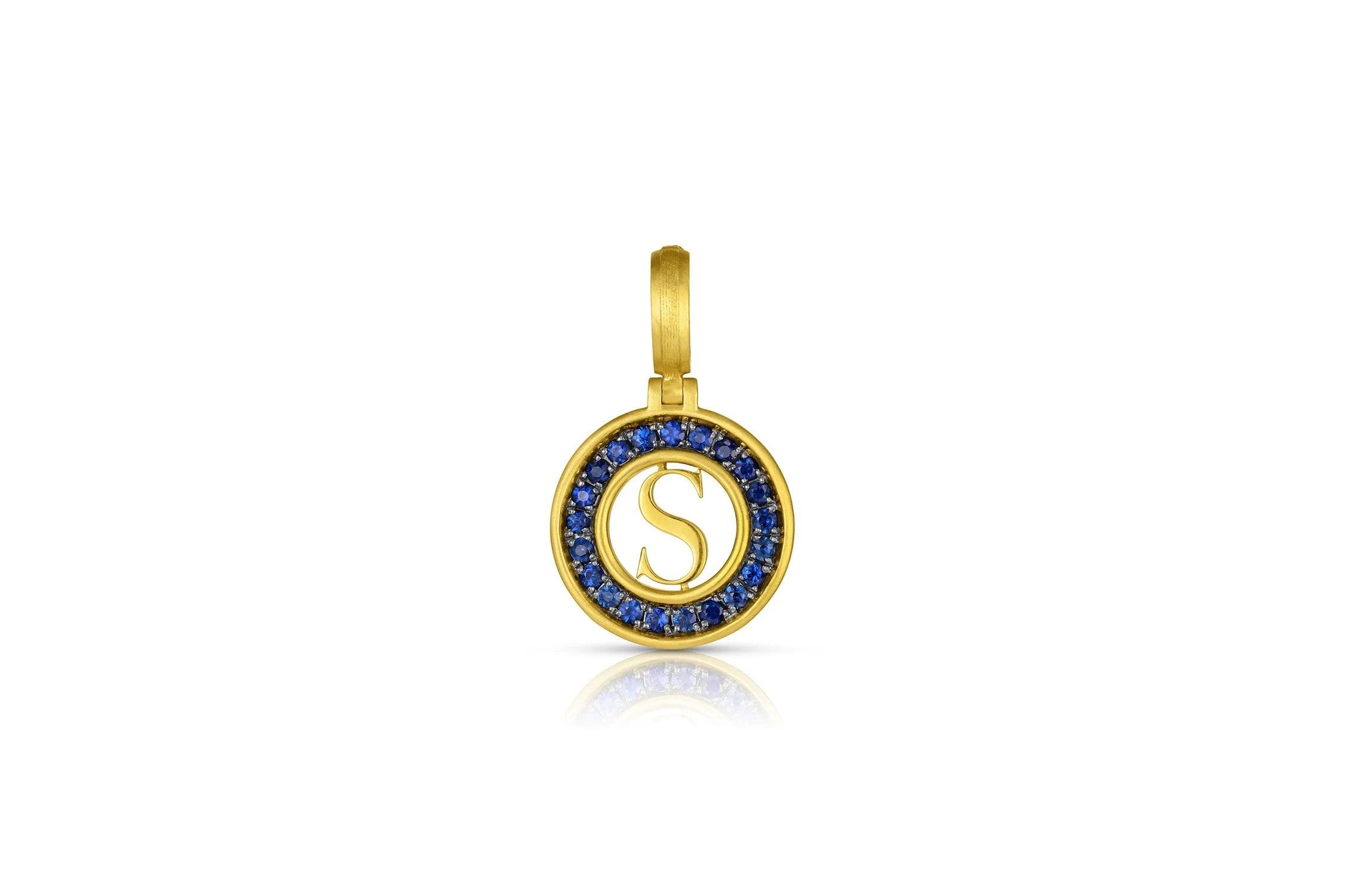 Mini Initial Pendant - Blue Sapphire "S"