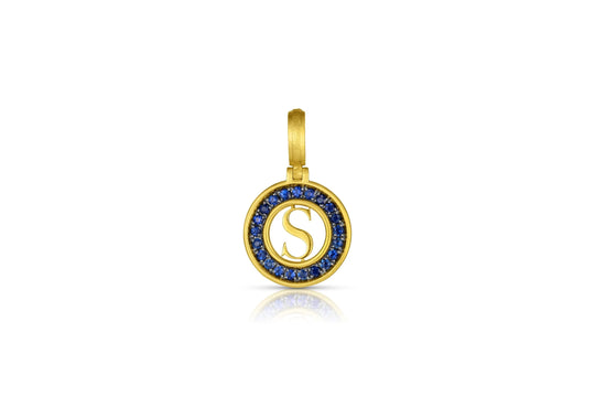 Mini Initial Pendant - Blue Sapphire "S"