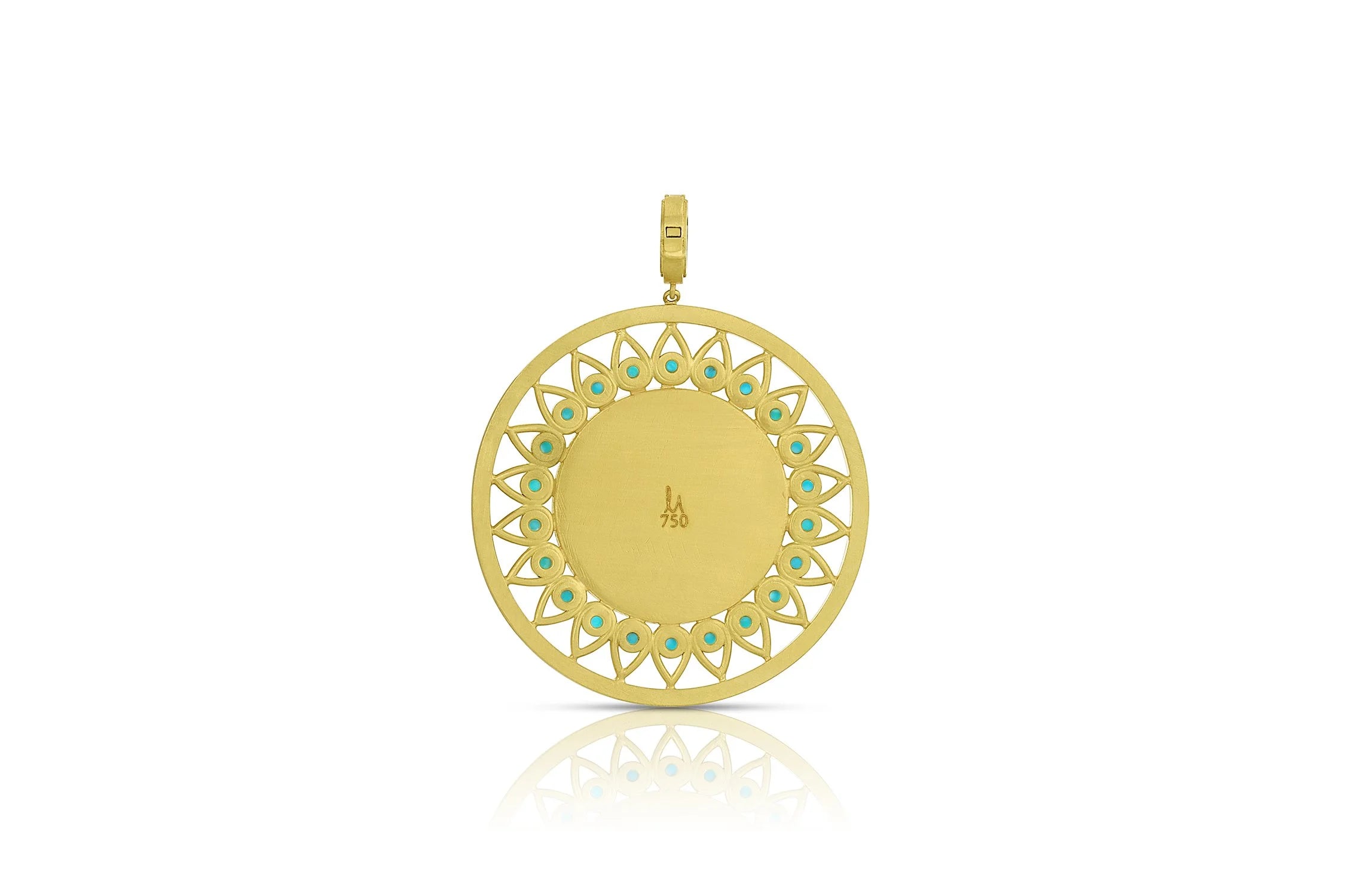 Sun Medallion Pendant - Diamond & Turquoise
