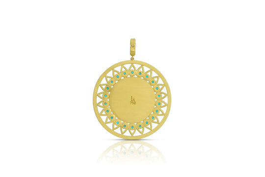 Sun Medallion Pendant - Diamond & Turquoise