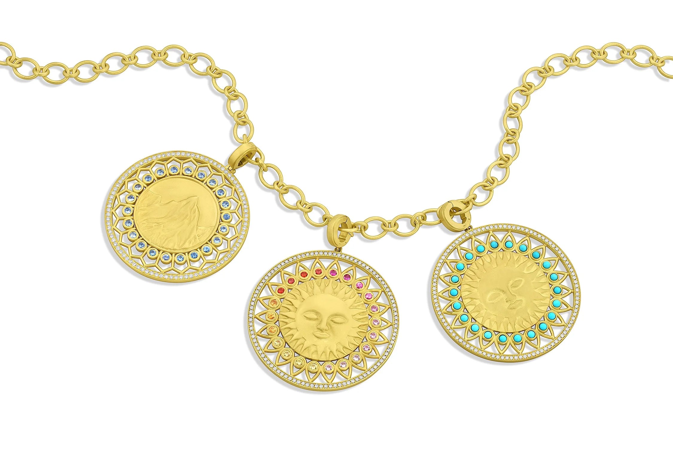 Large Mountain Medallion - Diamond/Montana Sapphire