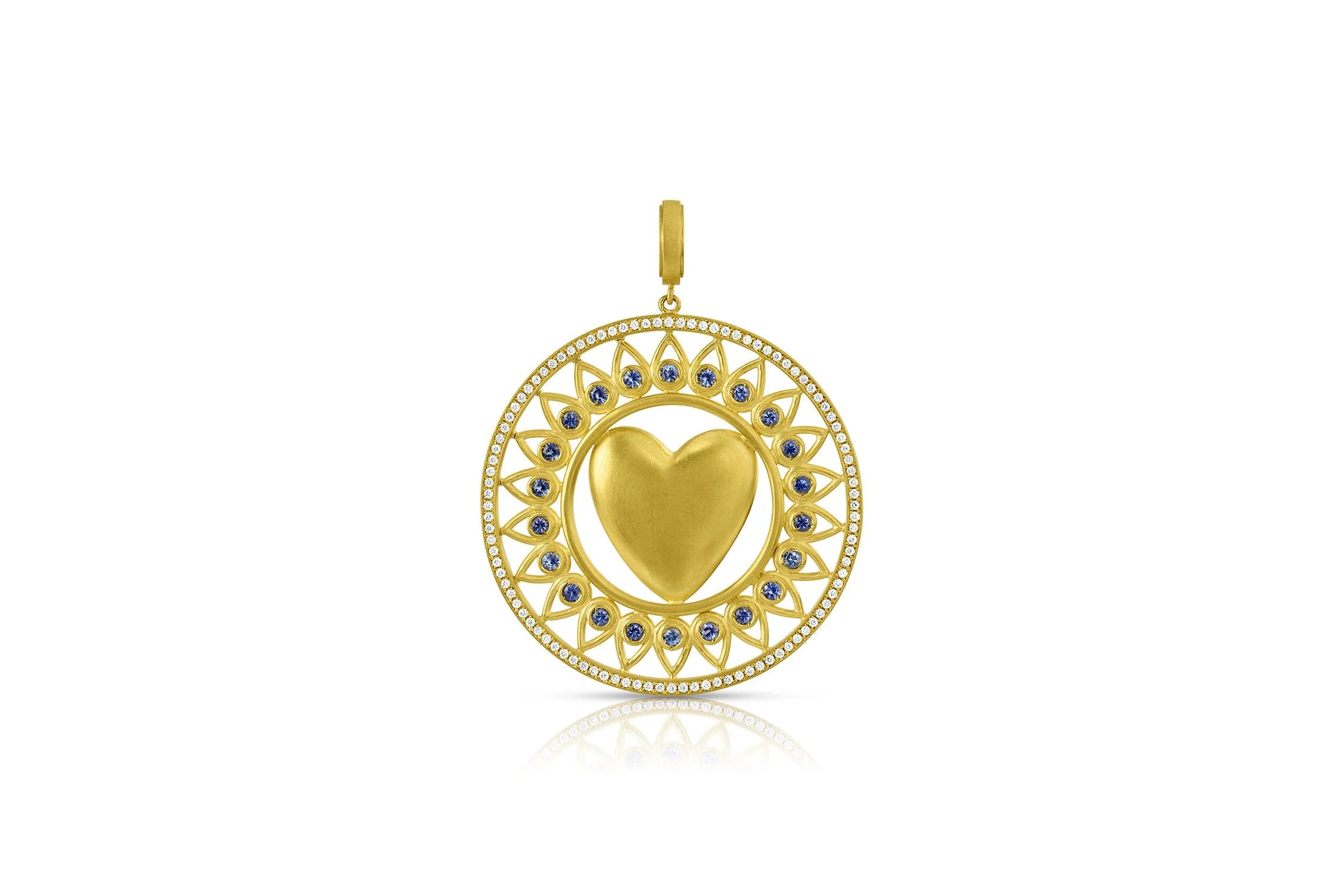 Medallion Heart Pendant - Montana Sapphire
