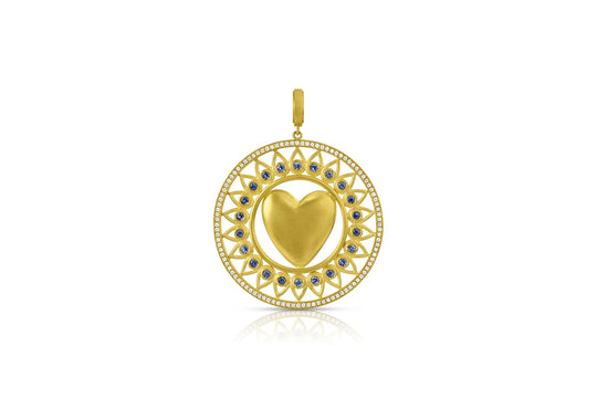Medallion Heart Pendant - Montana Sapphire