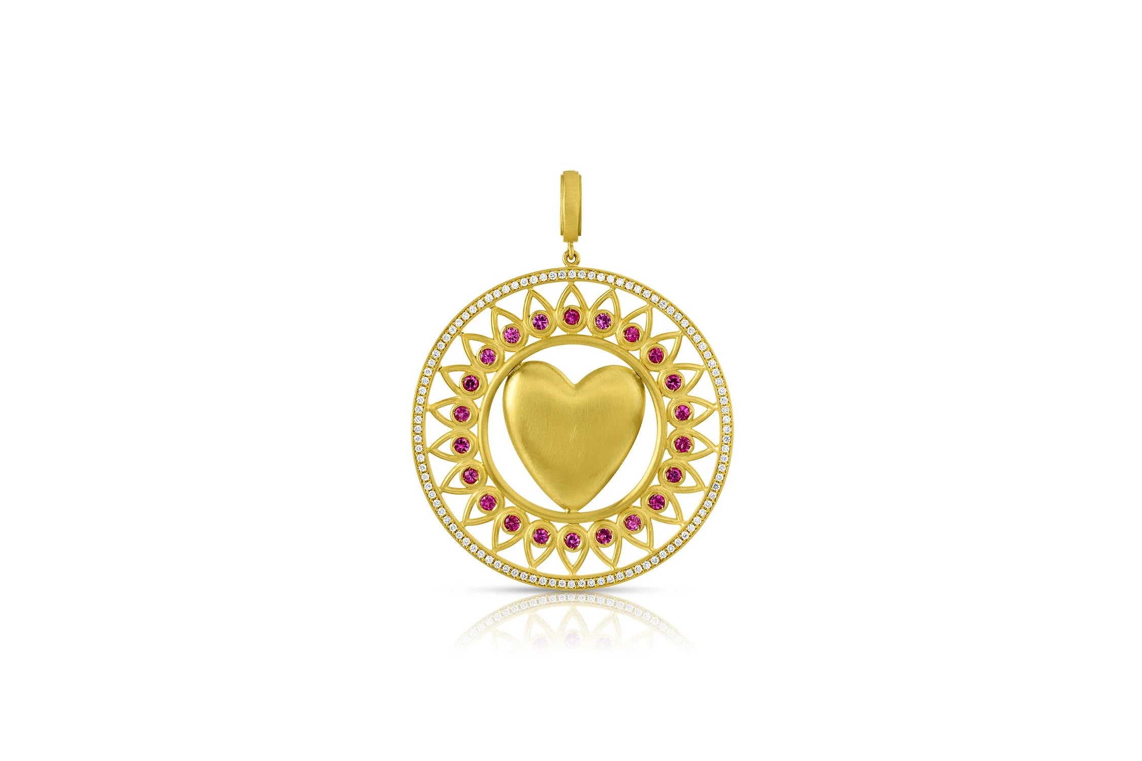 Medallion Heart Pendant - Pink Sapphire