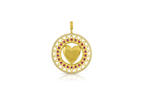 Medallion Heart Pendant - Pink Sapphire