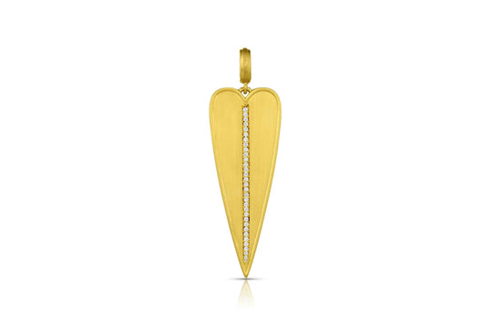 Skinny Heart Pendant Single Row Pavé - Diamond