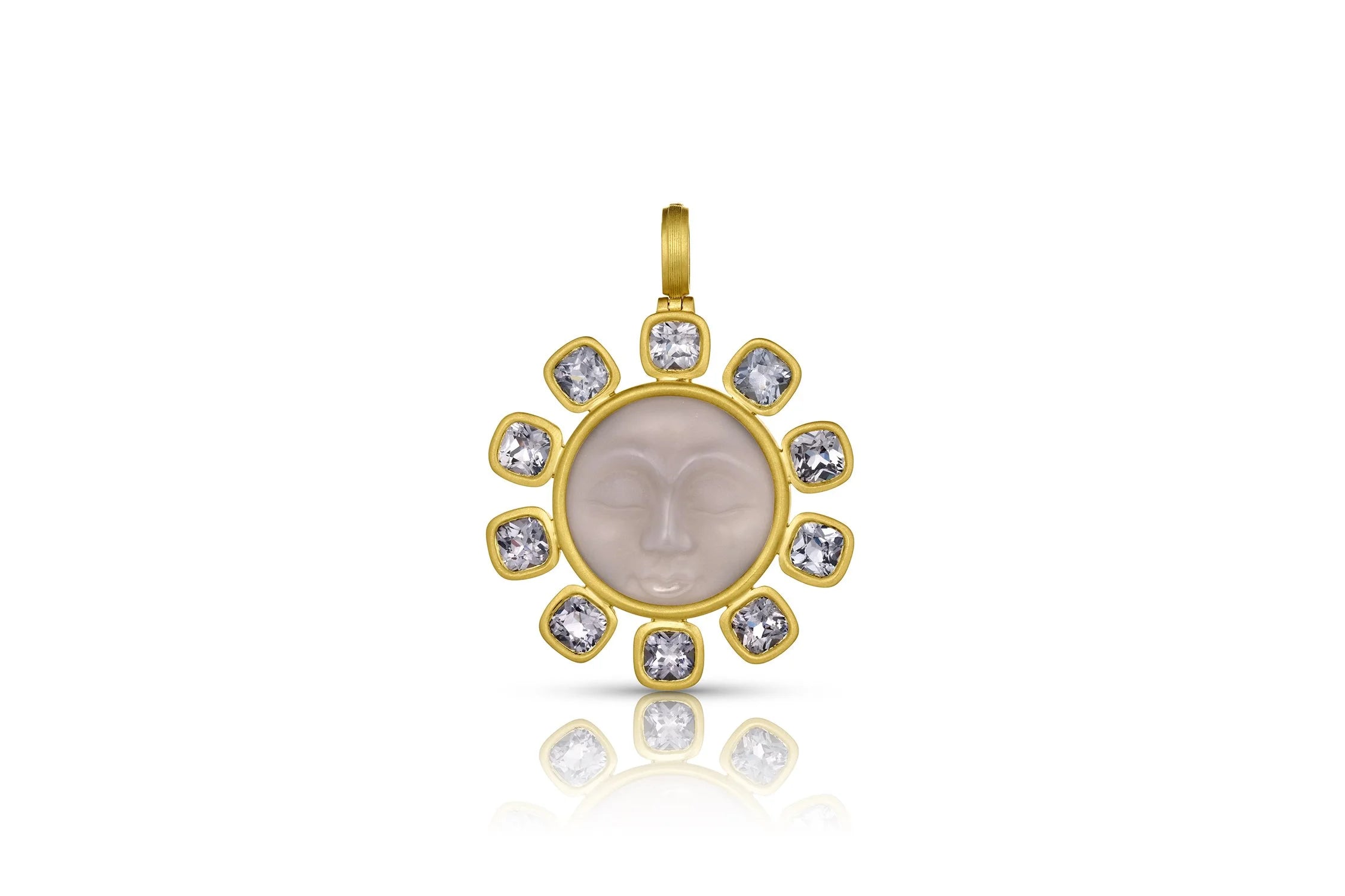 Moonface Pendant - Grey Spinel & Grey Agate
