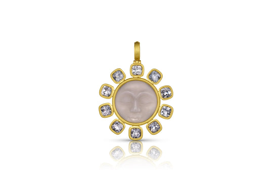 Moonface Pendant - Grey Spinel & Grey Agate