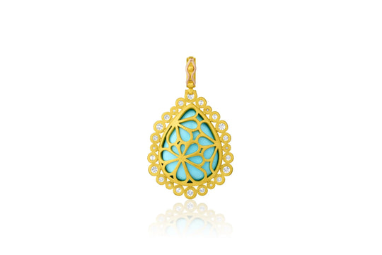 Pear Shape Mermaid Pendant with Diamond Halo