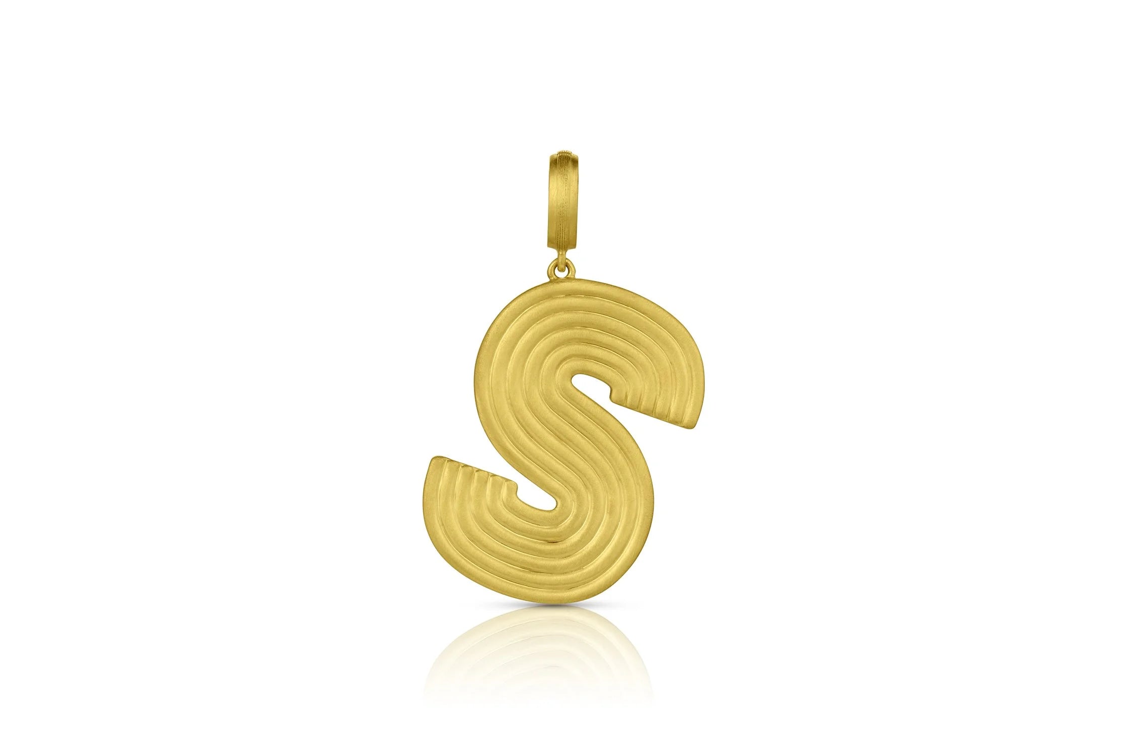Large Ridged Initial Pendant - S